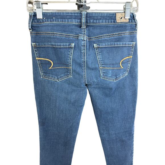 American Eagle Blue Denim Jeggings Womens 2 Skinny Leg Stretch - Picture 10 of 12